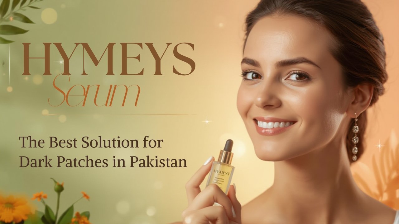 Authentic HYMEYS Anti-Pigmentation Serum bottle with the official logo, showing its clear, lightweight texture.