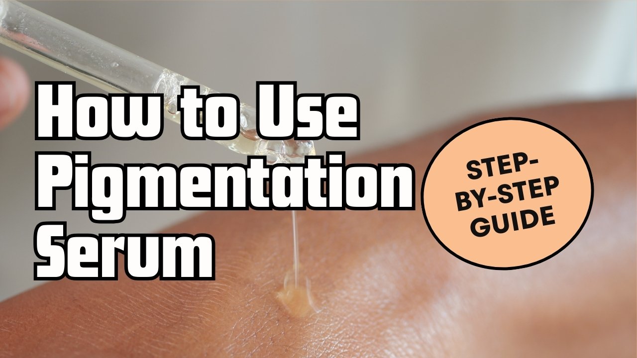 Applying pigmentation serum on face for dark spots and uneven skin tone treatment