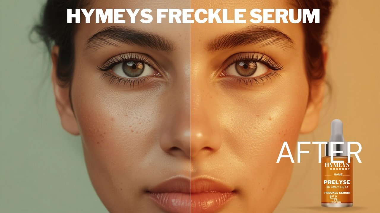 HYMEYS Freckle Serum showing visible before and after results on skin
