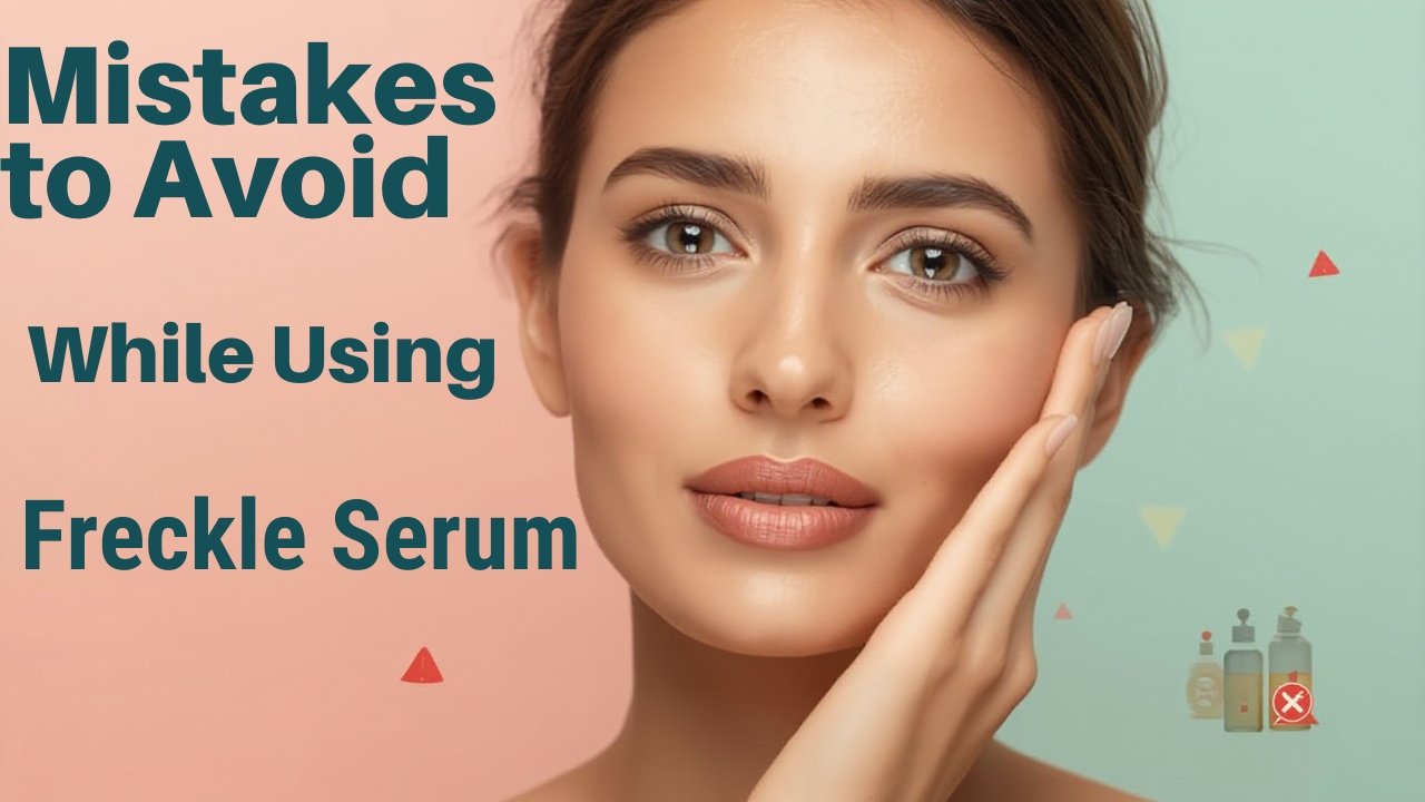Woman applying freckle serum with caution, avoiding common skincare mistakes